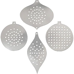 Christmas Embroidery Ornaments – Silver Colour (8 pcs)