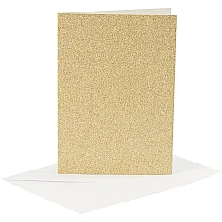 Cards and envelopes - gold, with glitter (A6, 4 pcs.)