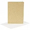 Cards and envelopes - gold, with glitter (A6, 4 pcs.)