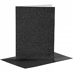 Black Cards and Envelopes with Glitter (A6, 4 pcs)