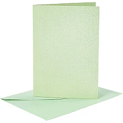 Cards and envelopes - light green, pearlescent (A6, 4 pcs.)