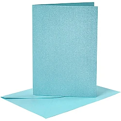 Cards and envelopes - blue, pearlescent (A6, 4 pcs.)