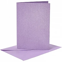 Cards and envelopes - purple pearlescent (A6, 4 pcs.)