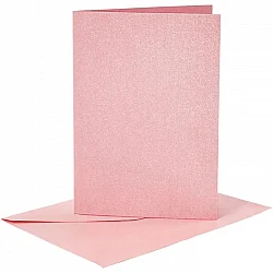 Cards and envelopes - pink, pearl (A6, 4 pcs.)