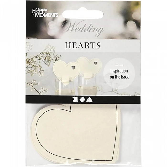 Cream White Cardboard Heart - 10 pcs.