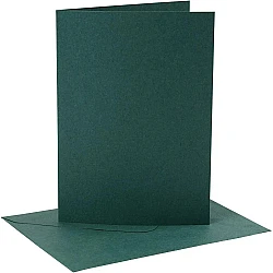 Cards and envelopes - dark green (13.3 x 18.5 cm, 4 pcs.)