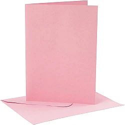 Cards and envelopes - pink (13.3 x 18.5 cm, 4 pcs.)