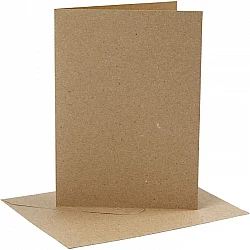 Cards and envelopes - natural colour (13.3 x 18.5 cm, 4 pcs.)