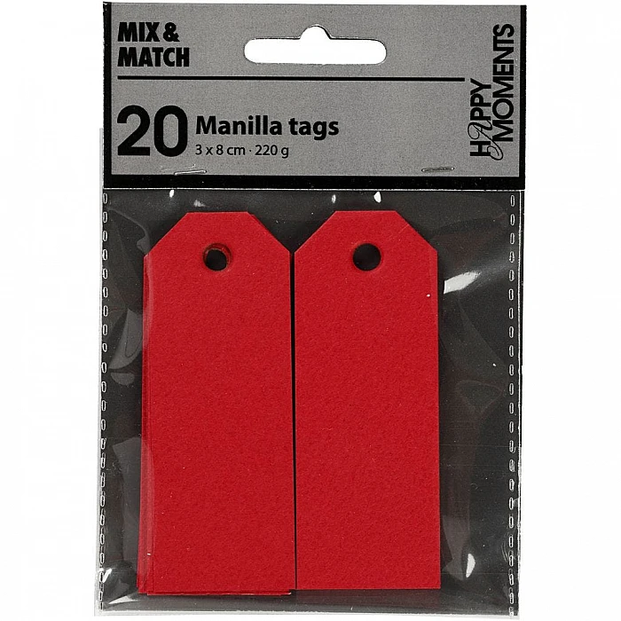 Бирки - красные (3x8 см, 20 шт.)