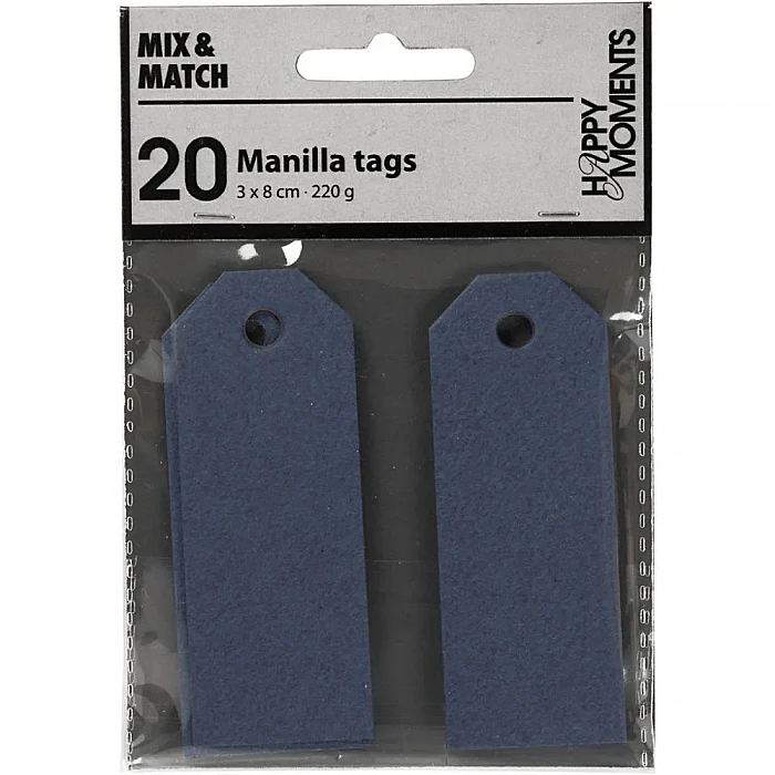 Бирки - тёмно-синие (3×8 см, 20 шт.)