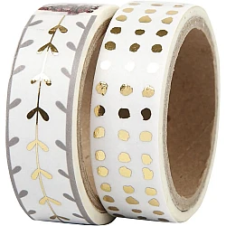 Self-adhesive decorative tapes with motifs - white/gold