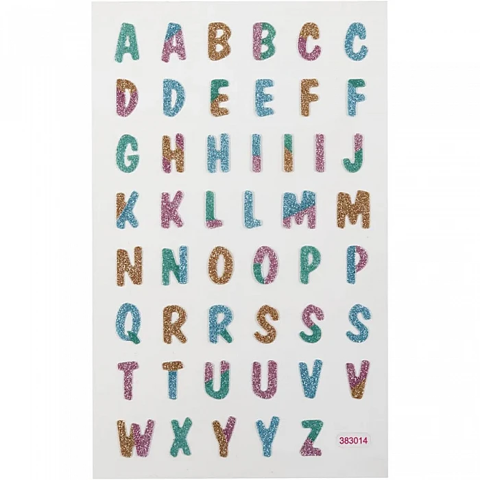 Uzlīmes ar spīdumiem "Burti" - krāsainas