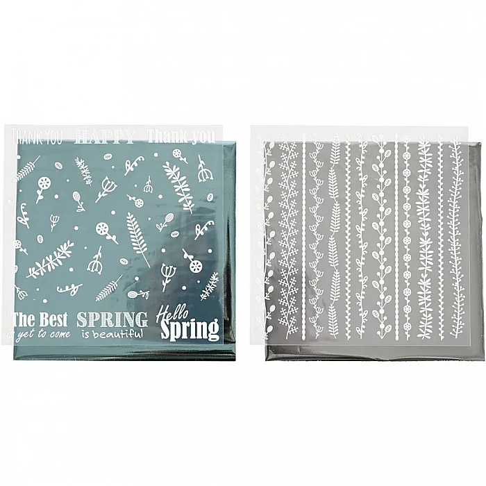 Decorative Patterned Foil - Turquoise/White