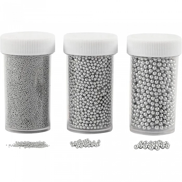 Мини-стеклянные бусины - серебро (3 шт.)