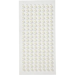 Self-adhesive half pearls - white (144 pcs.)