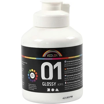 Akrila krāsa (balta) glancēta 500 ml