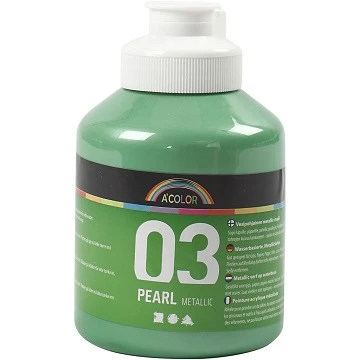 Akrila krāsa - gaiši zaļa metālika 500 ml