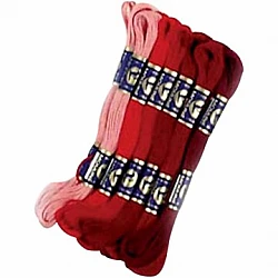 Mouliné Embroidery Thread Set (6 pcs, Red Tones)