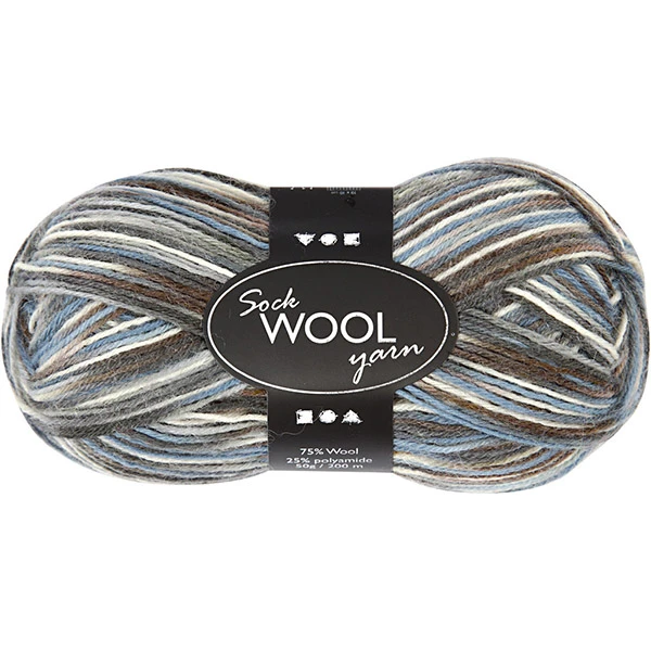 Sock Yarn Zeķu dzija - Blue/Grey (50 g / 200 m)