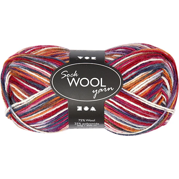 Sock Yarn Zeķu dzija - Blue/Red (50 g / 200 m)