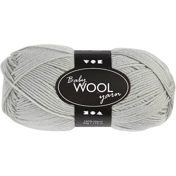 Baby Wool Yarn 100% Merino - pelēka (50 g, 172 m)
