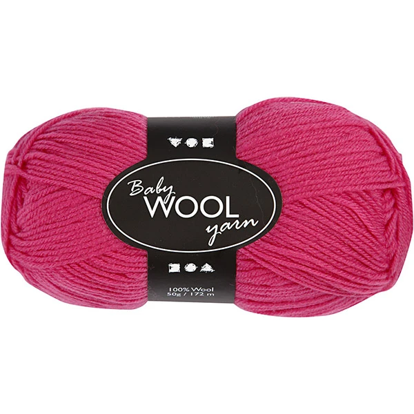 Baby Wool Yarn 100% Merino - Bright Pink (50 g, 172 m)