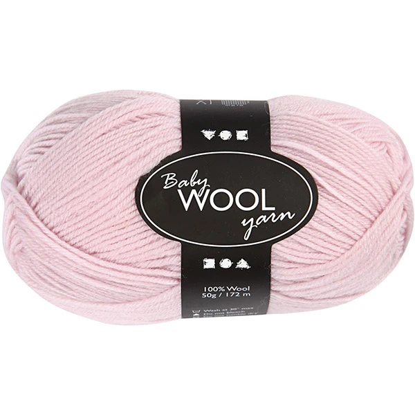 Baby Wool Yarn 100% Merino - gaiši rozā (50 g, 172 m)