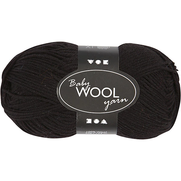 Baby Wool Yarn 100% Merino - black (50 g, 172 m)