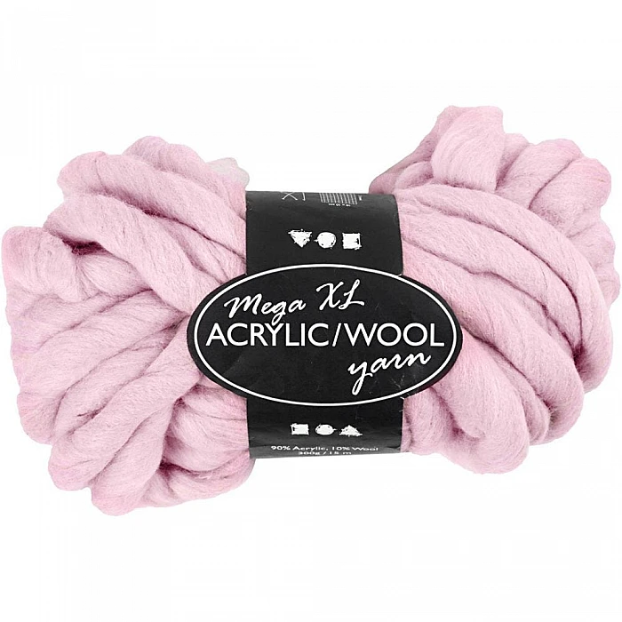 Mega XL acrylic/wool yarn - pink (300g)