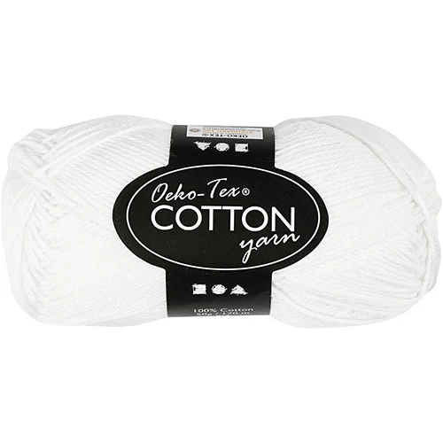 Oeko Tex Cotton Yarn - White (50 g, 170 m)