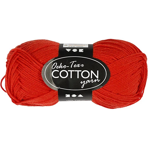 Oeko Tex Cotton Yarn - Red (50 g, 170 m)