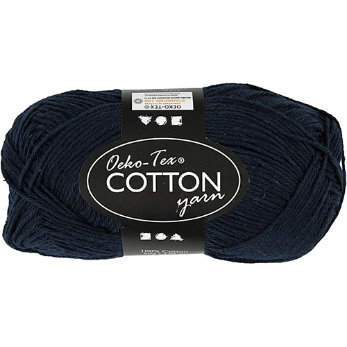 Oeko Tex cotton yarn - dark blue (50 g, 170 m)