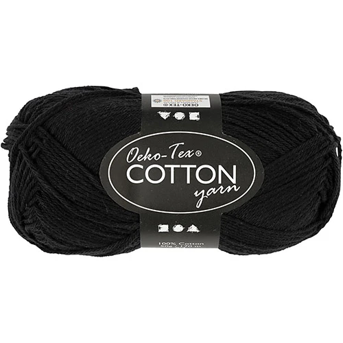 Oeko Tex Cotton Yarn - Black (50 g, 170 m)