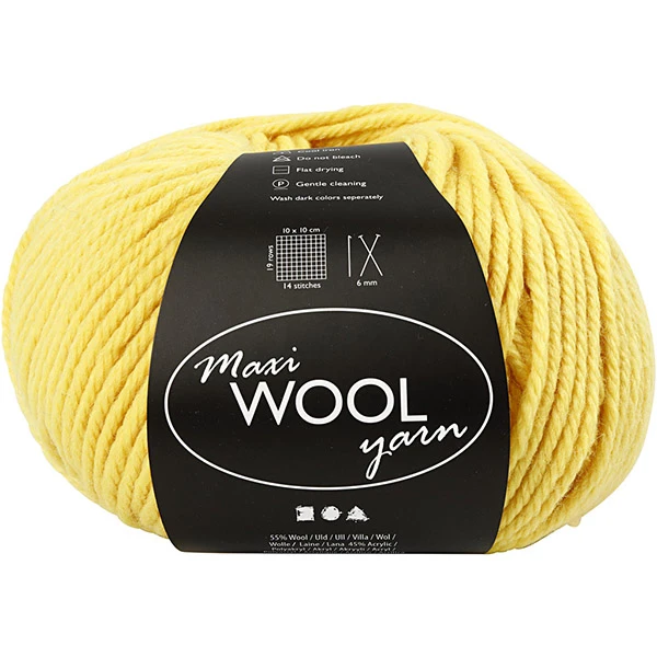 Maxi Wool Yarn - Yellow (100 g, 125 m)
