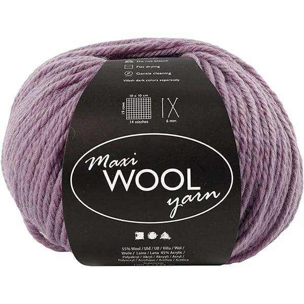 Maxi Wool Yarn – Lavender (100 g, 125 m)