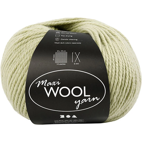 Maxi Wool Yarn – Light Green (100 g, 125 m)