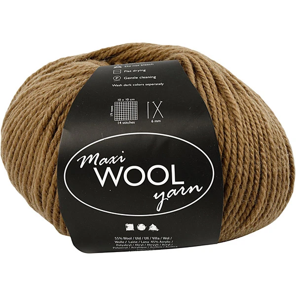Maxi Wool Yarn - Light Brown (100 g, 125 m)