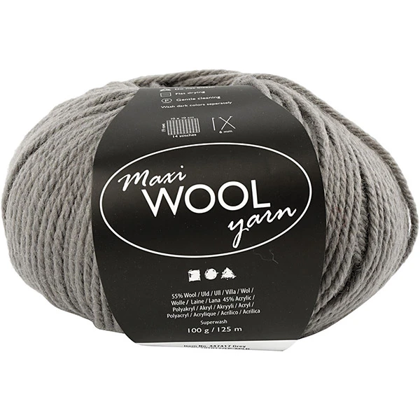Maxi Wool Yarn - grey (100 g, 125 m)