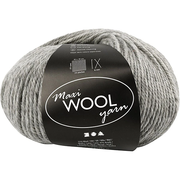 Maxi Wool Yarn - Grey Mix (100 g, 125 m)