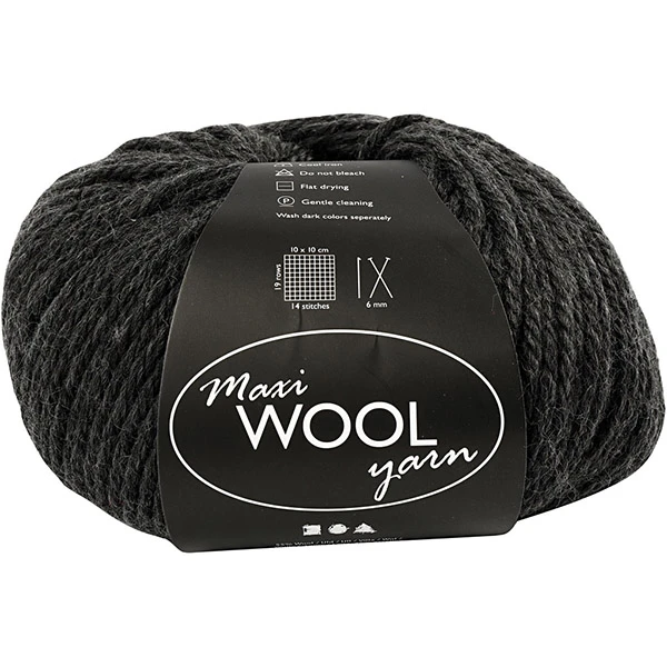 Maxi Wool Yarn - тёмно-серый (100 г, 125 м)