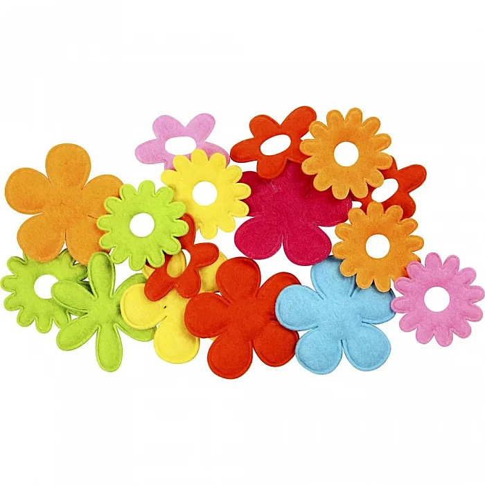 Felt Flowers (35 x 45 mm, 16 pcs)
