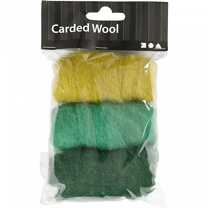 Набор пряжи из шерсти — зелёные тона (3x10 г)