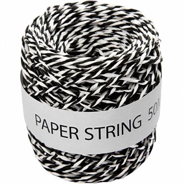Бумажная верёвка 50 м, черно-белая