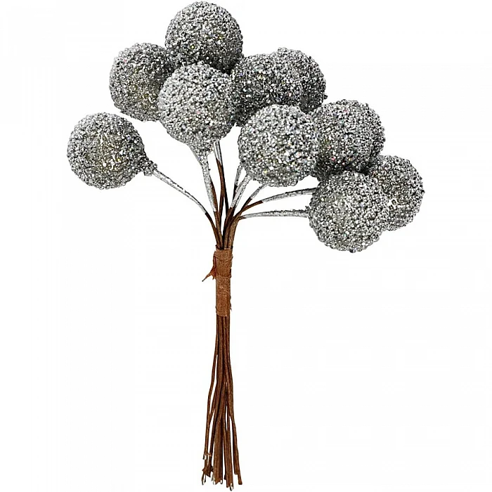 Пенопластовые ягоды — серебристые