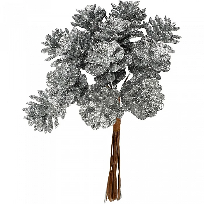 Foam Pinecones - Silver