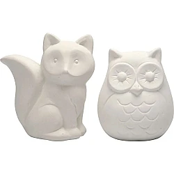Colourable Money Boxes - Owl and Fox