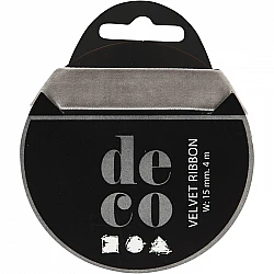 Лента велветовая - светло-серая (шир. 15 мм, 4 м)