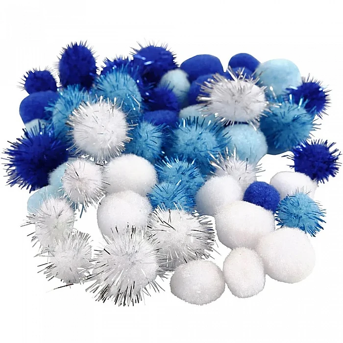Pom-pom mix - blue, white, light blue