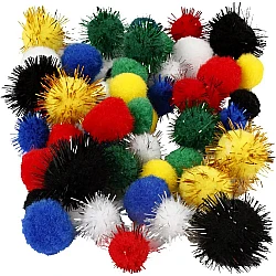 Смесь помпонов - разноцветные