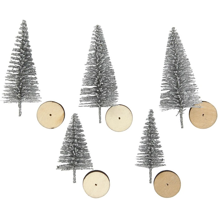 Christmas Tree Ornaments - Silver (5 pcs)